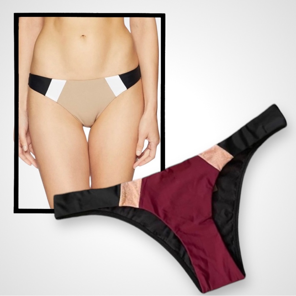 Pilyq Vino Color-Block Teeny Bikini Bottoms